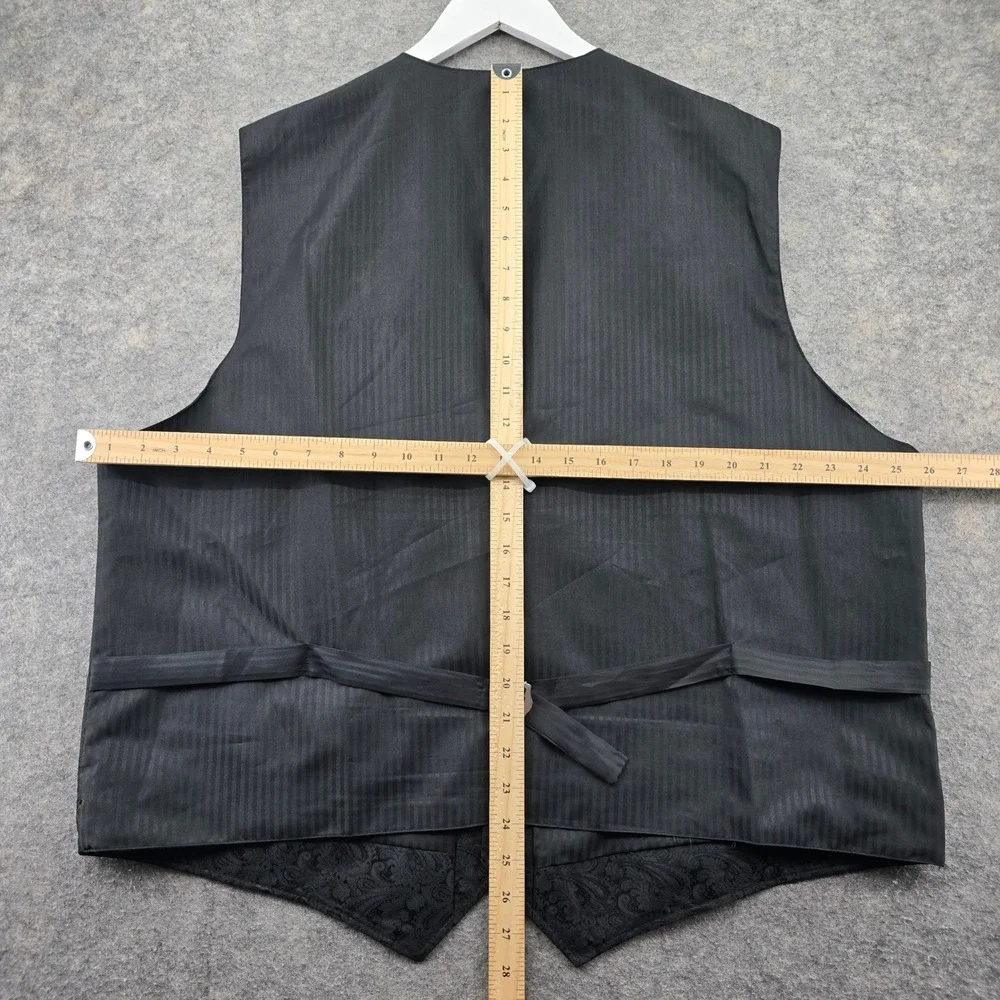 Scully Mens XXL Black Paisley Western Vest Formal Notched Lapel Polyester Cinch
